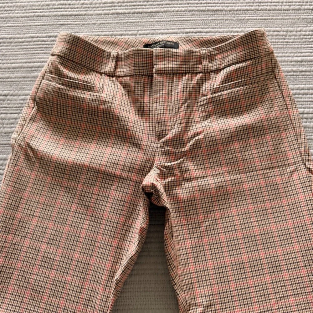 Banana RepublicvWomens Sloan Plaid Pants Pink Brown Check Slim Ankle Trousers 2P